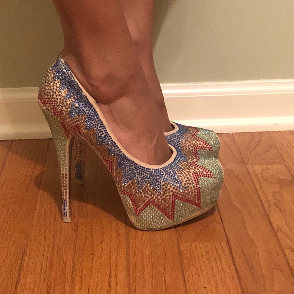 Sparkly multi-colored heels